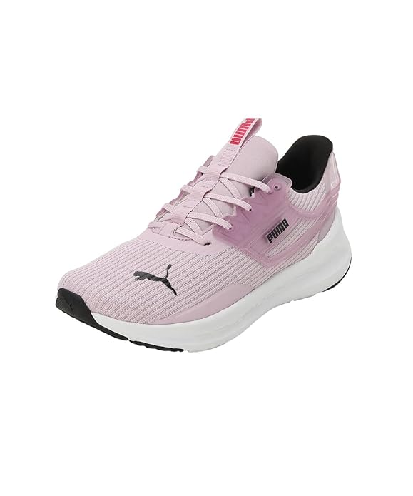 Side view of PUMA Men's Running Lace-Up Sneakers, showcasing the breathable upper, cushioned midsole, durable outsole, and iconic PUMA logo, designed for comfort and performance in running.