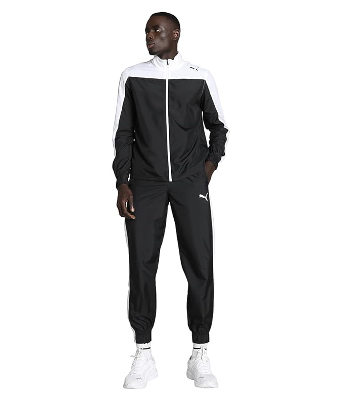 Front view of PUMA Men's Crew, showcasing the sleek, lightweight design and signature PUMA logo, ideal for running and active wear.