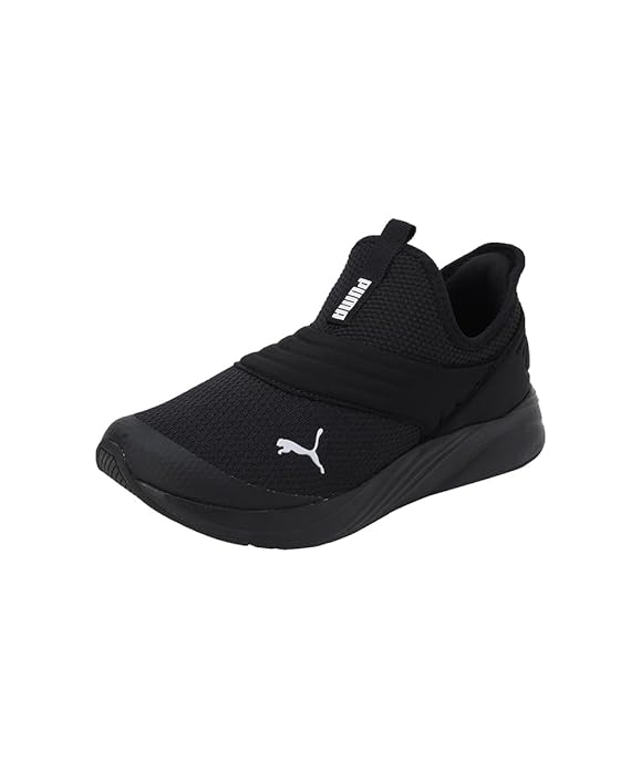 Side view of PUMA Women's Running Lace-Up Sneakers, showcasing the breathable upper, cushioned midsole, durable outsole, and iconic PUMA logo, designed for comfort and performance in running.