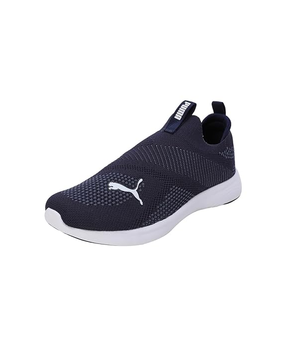 Side view of PUMA Men's Running Lace-Up Sneakers, showcasing the breathable upper, cushioned midsole, durable outsole, and iconic PUMA logo, designed for comfort and performance in running.