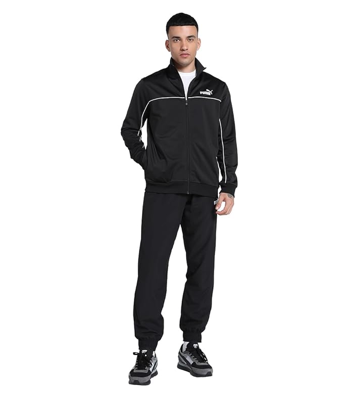 Full view of PUMA Men's Winter Tracksuit, showcasing the jacket and matching pants with signature PUMA branding, perfect for active winter wear.