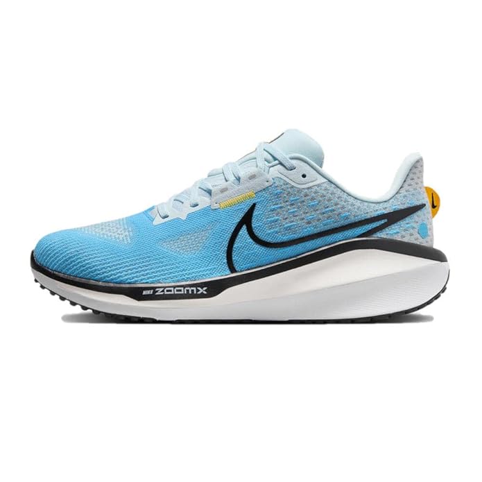 A dynamic side-angle view of Nike men’s lace-up running shoes highlighting the streamlined design, cushioned midsole, and bold Nike swoosh, set against a clean, sporty background