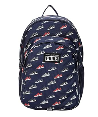 Front view of PUMA Unisex Lifestyle Backpack, highlighting the spacious compartments, adjustable straps, and iconic PUMA logo, designed for style and practicality.