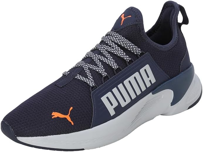 Side view of PUMA Men's Running Lace-Up Sneakers, showcasing the breathable upper, cushioned midsole, durable outsole, and iconic PUMA logo, designed for comfort and performance in running.