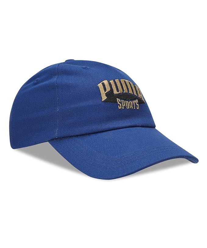 Side view of PUMA Unisex Lifestyle Cap, highlighting the adjustable strap, breathable fabric, and iconic PUMA logo, designed for a comfortable and stylish fit during casual wear.