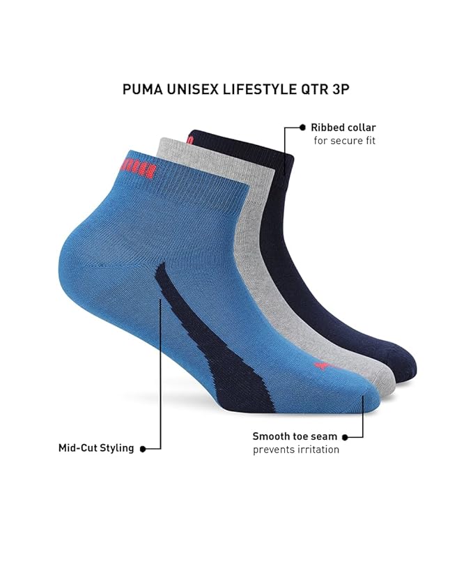 Puma UNISEX LIFESTYLE QTR 3P Men's Socks-68548801