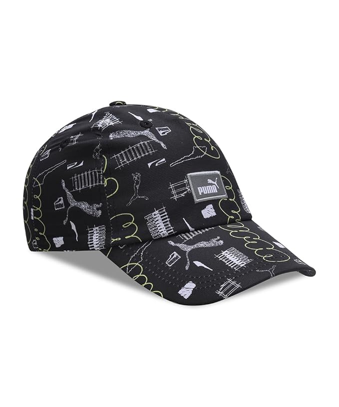 Side view of PUMA Men's Lifestyle Cap, highlighting the adjustable strap, breathable fabric, and iconic PUMA logo, designed for a comfortable and stylish fit during casual wear.