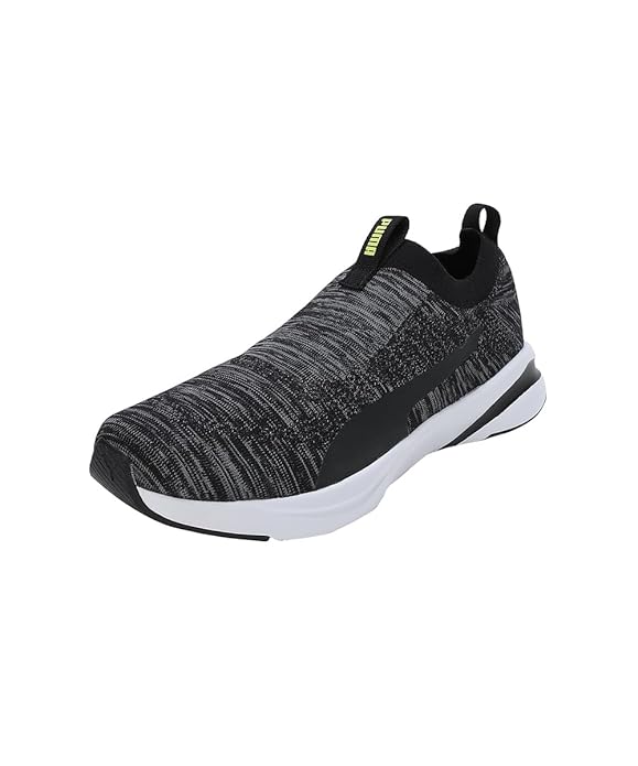 Side view of PUMA Men's Running Lace-Up Sneakers, showcasing the breathable upper, cushioned midsole, durable outsole, and iconic PUMA logo, designed for comfort and performance in running.