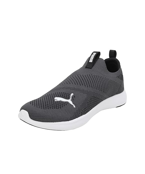 Side view of PUMA Men's Running Lace-Up Sneakers, showcasing the breathable upper, cushioned midsole, durable outsole, and iconic PUMA logo, designed for comfort and performance in running.