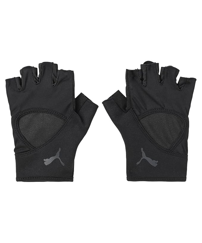 Close-up view of PUMA Men's Lifestyle Gloves, showcasing the soft fabric, snug fit, and signature PUMA logo, designed for warmth and style in colder weather.