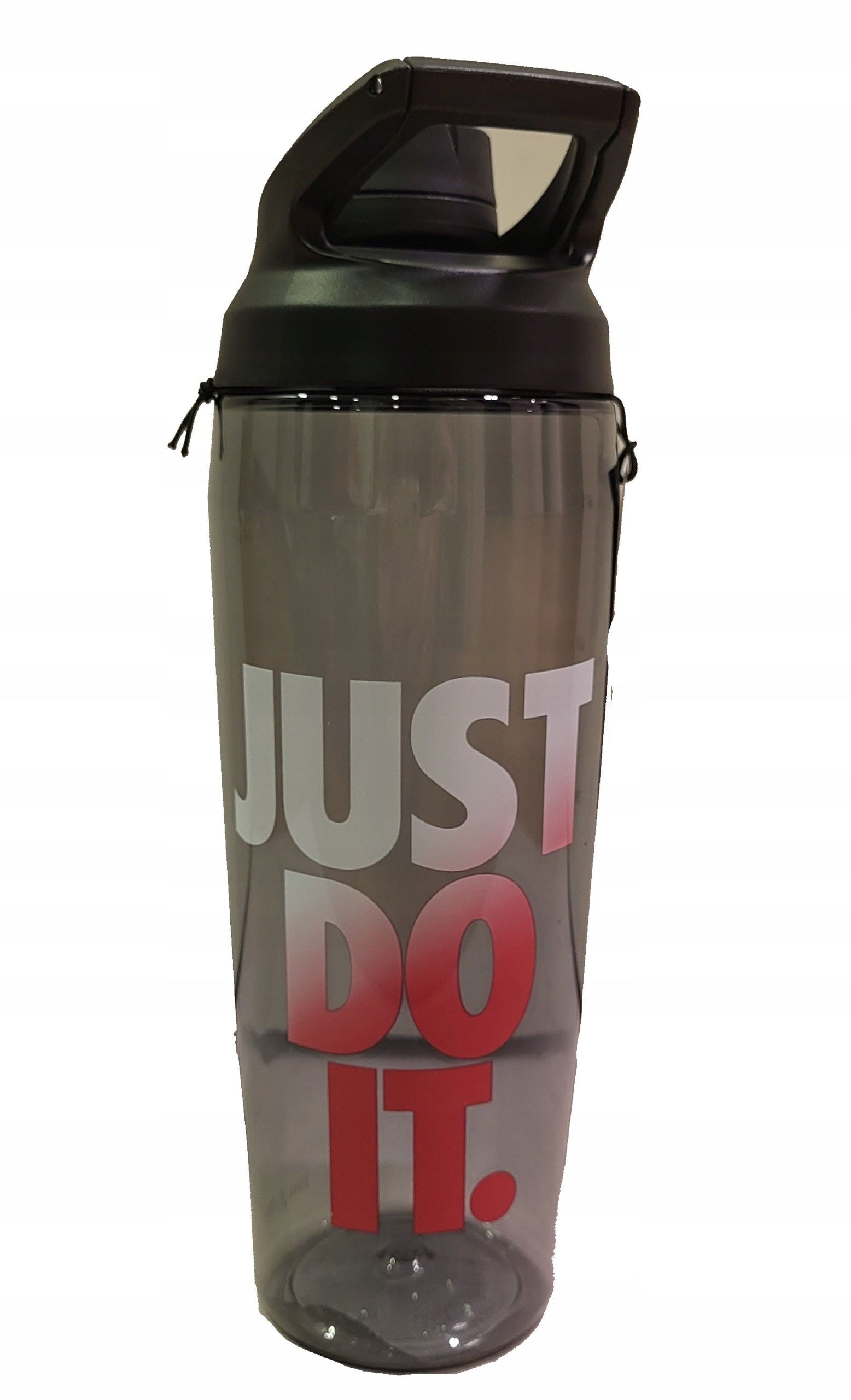 The image shows a sleek, unisex Nike hard plastic sipper with a spill-proof cap, designed for easy and reliable hydration.