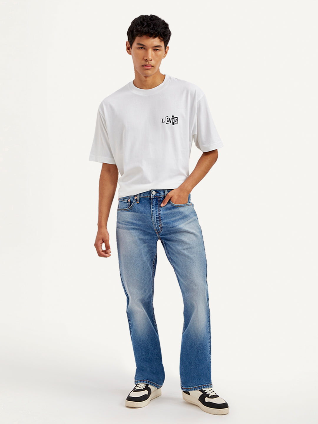 Levi’s Men’s Classic 5-Pocket Bottom featuring a durable fabric, straight fit, and timeless design for versatile styling.