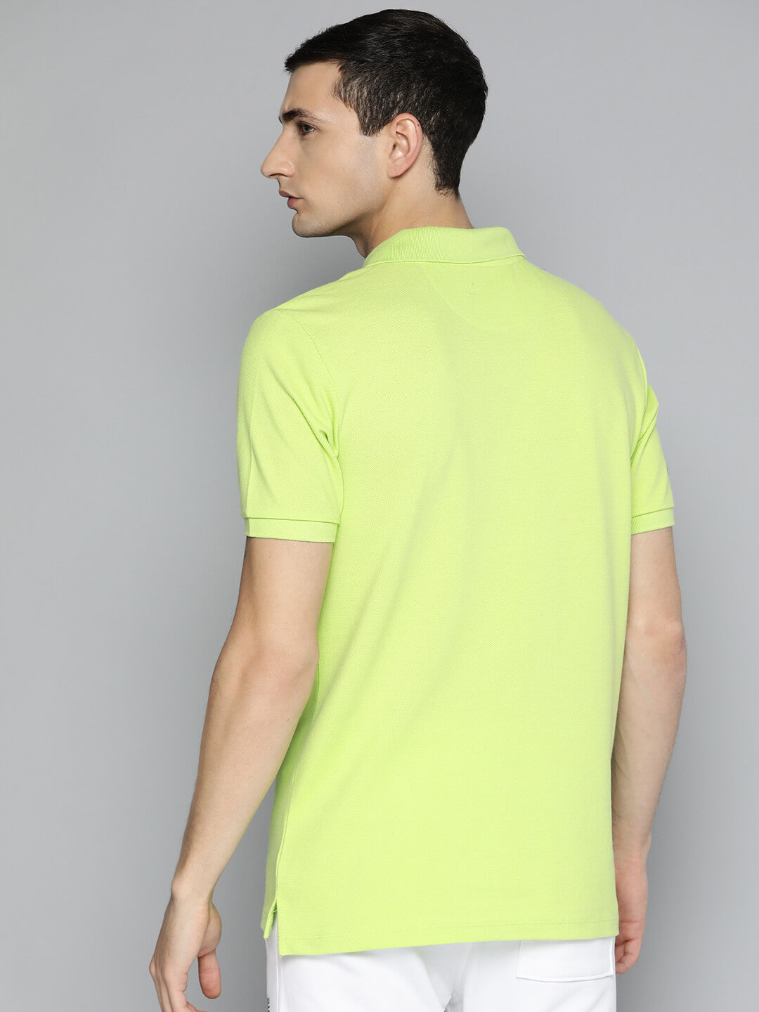 Alcis Men's Lime Green Typography Printed Polo Collar Slim Fit T-shirt-AAMPOLSM00059705