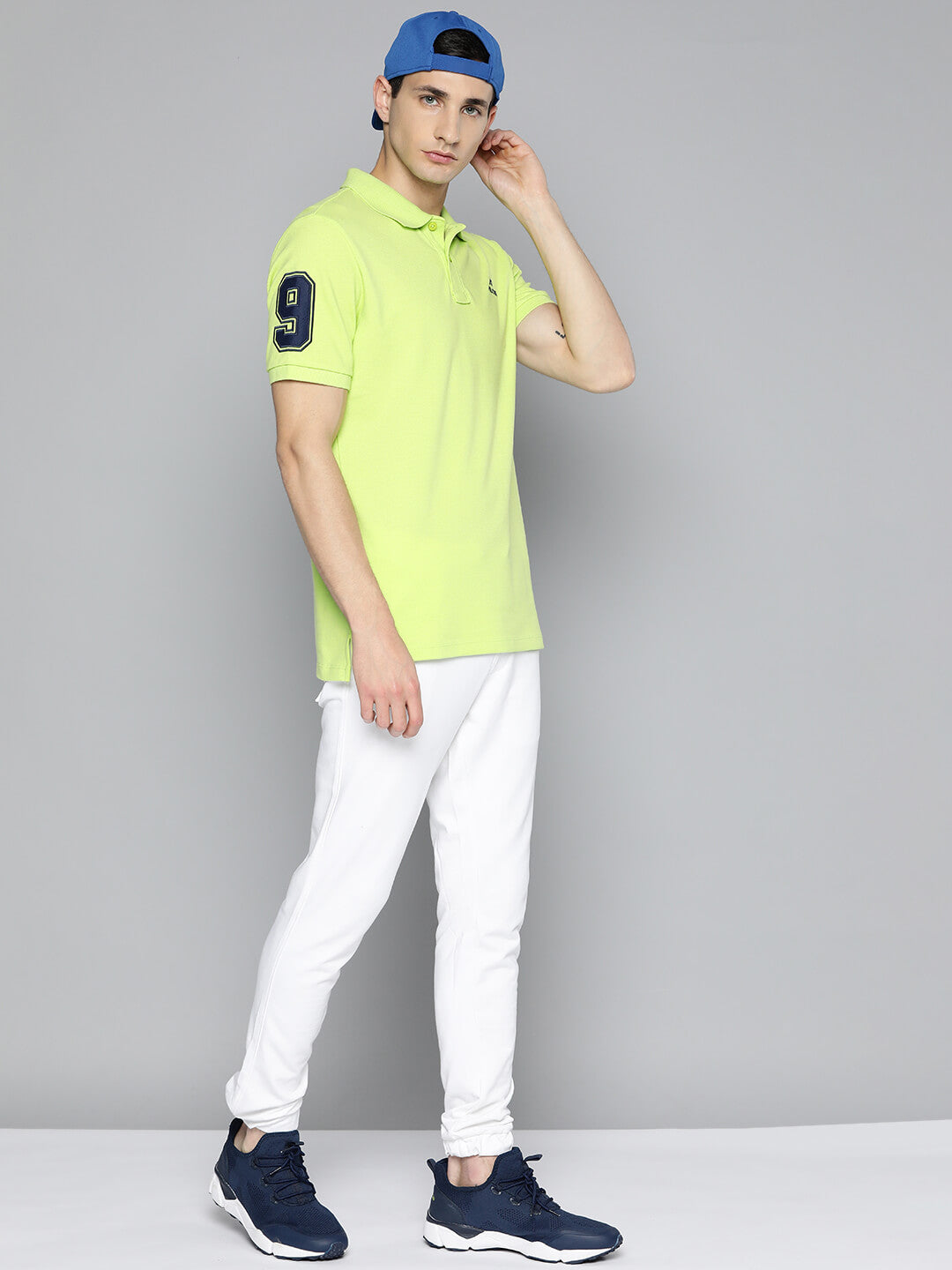 Alcis Men's Lime Green Typography Printed Polo Collar Slim Fit T-shirt-AAMPOLSM00059705