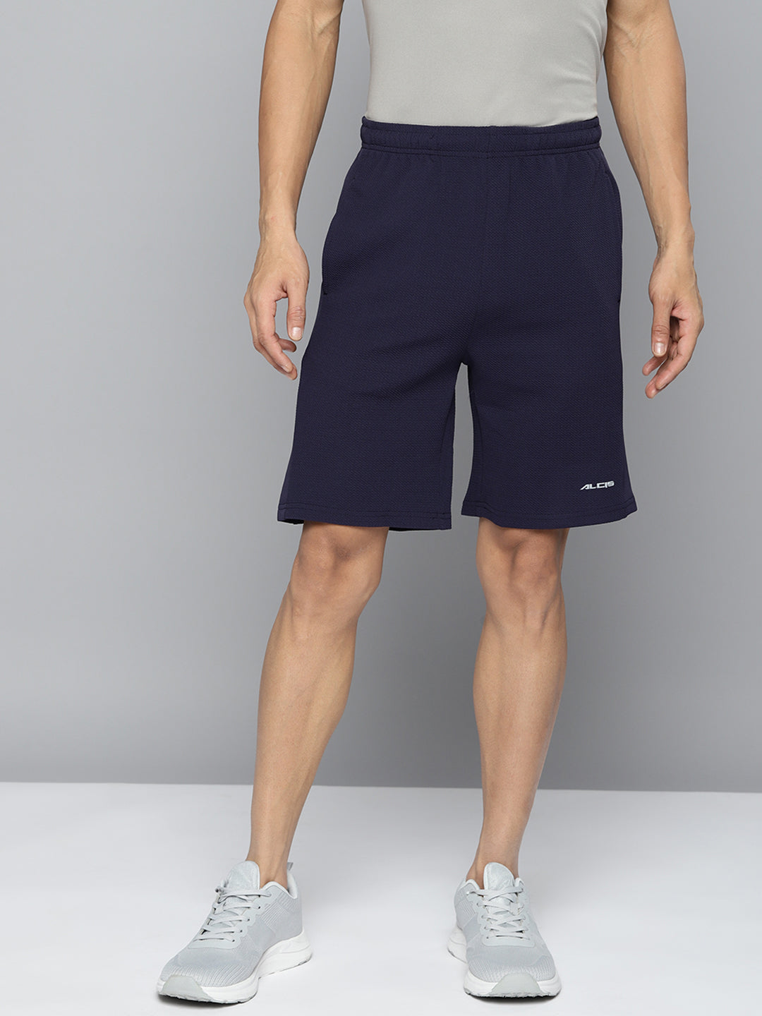 Alcis Men Navy Blue Solid Slim Fit Running Shorts