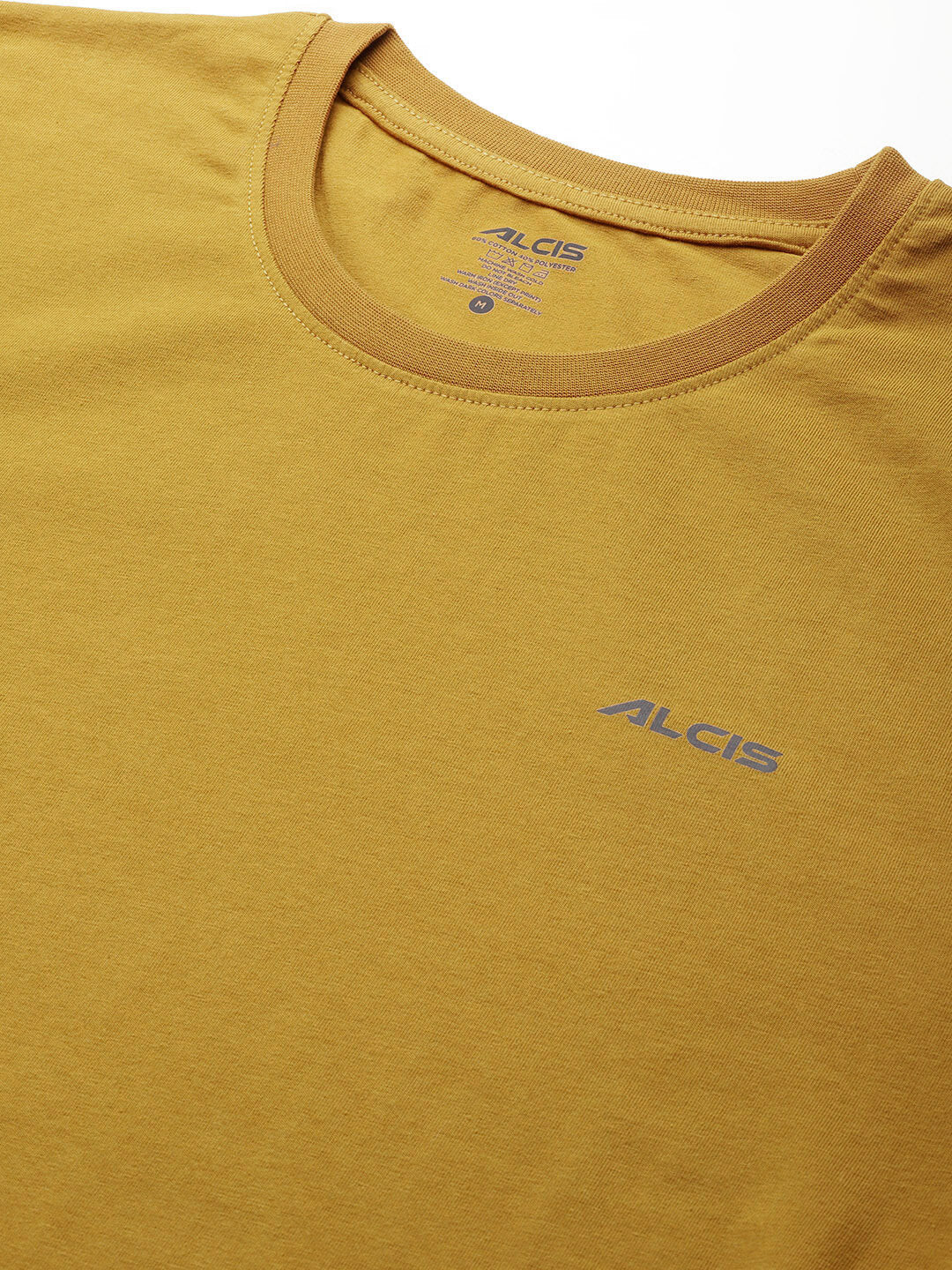 Alcis Men's Mustrad Yellow Printed Sports T-shirt-AAMTEEDS00077704