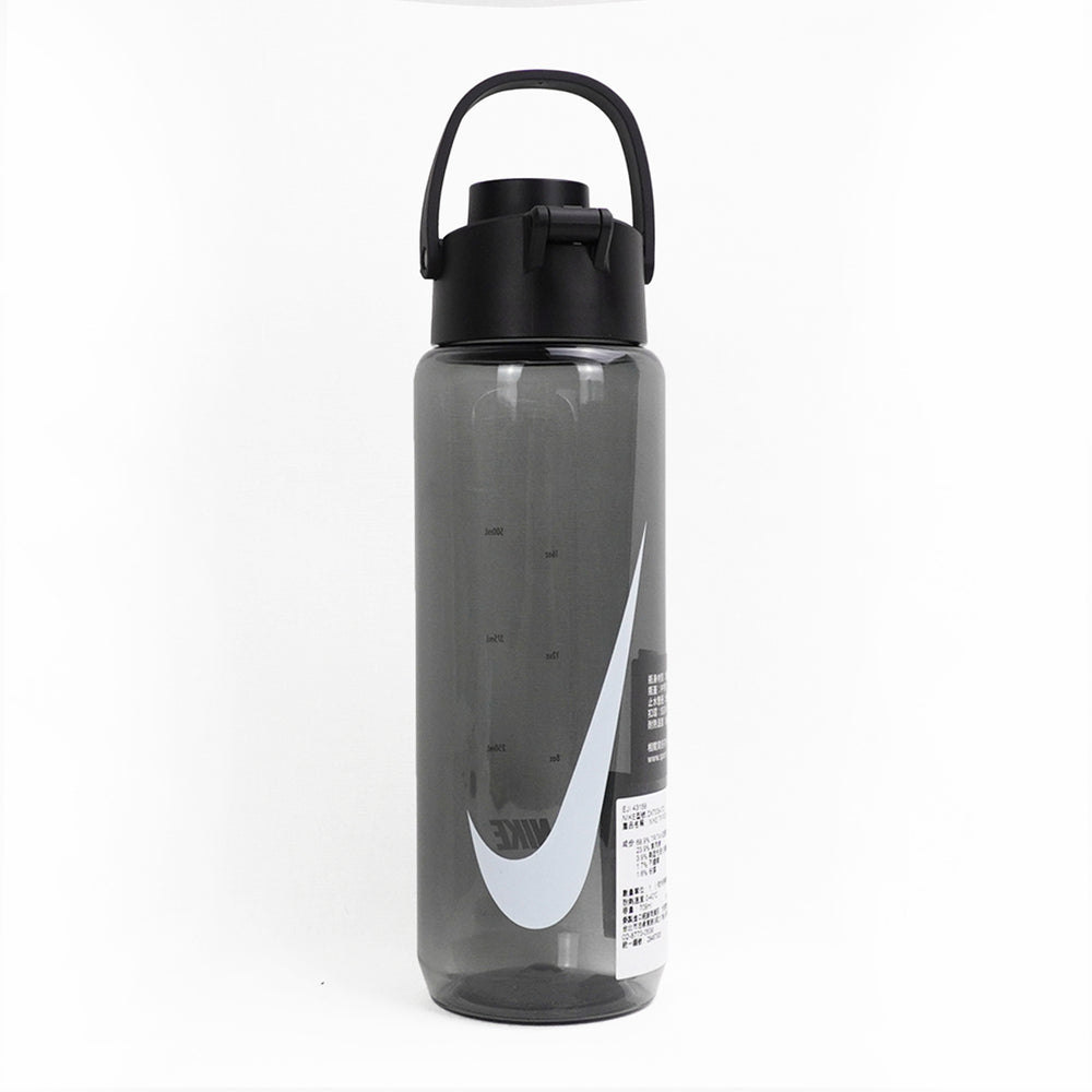 The image shows a sleek, unisex Nike hard plastic sipper with a spill-proof cap, designed for easy and reliable hydration.