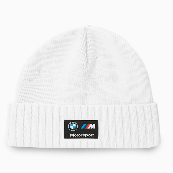 Front view of PUMA Men's Beanie Cap, highlighting the soft fabric, snug fit, and iconic PUMA logo, designed to keep you warm and stylish in colder weather.