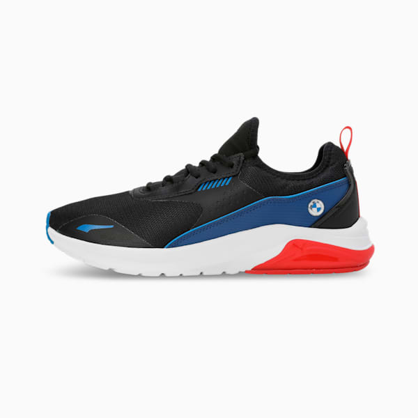 Men’s lace-up sneakers with a sleek aerodynamic design, breathable mesh upper, cushioned midsole, and bold BMW M Motorsport branding