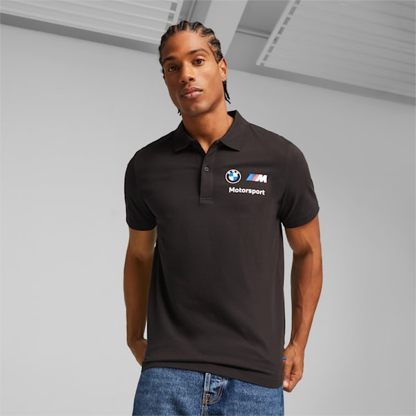 A men’s polo featuring BMW Motorsport branding, a classic collar design, and breathable fabric for comfort and a sporty, stylish look