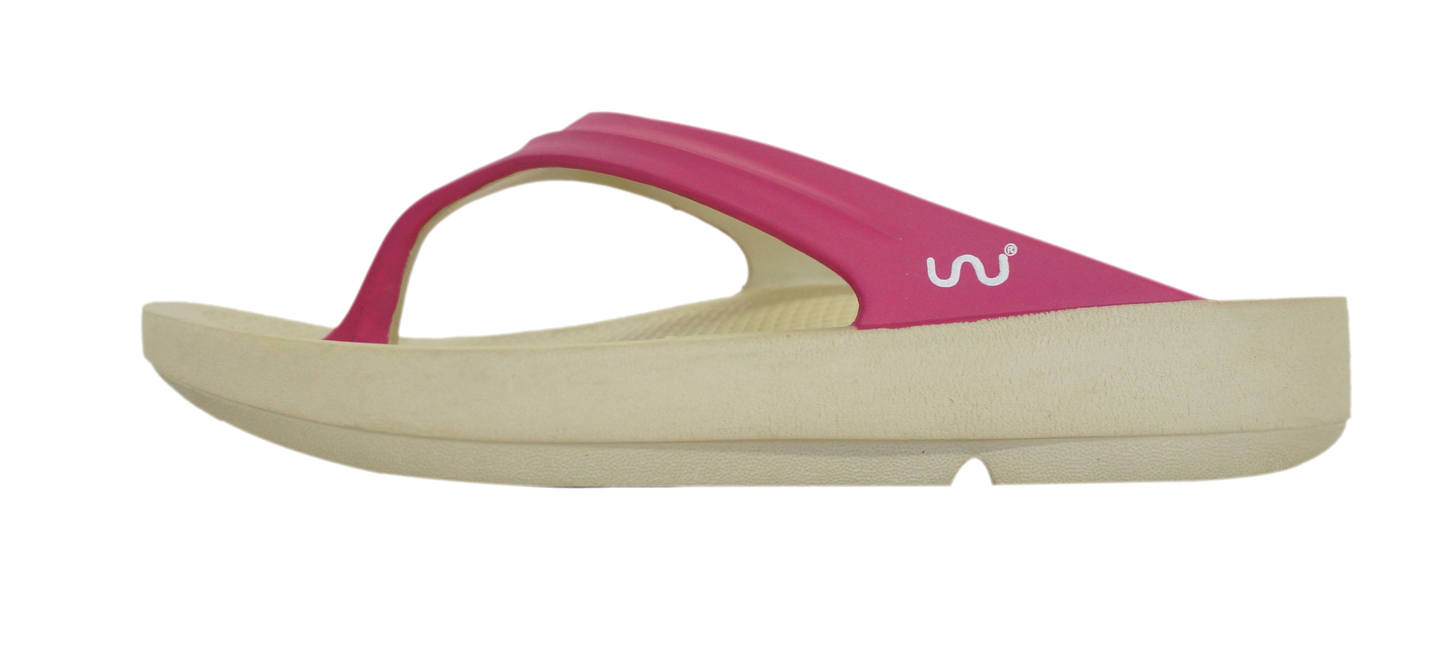 Doubleu Lite Women Light Weight Beige + Fuchsia Slipper - 1504