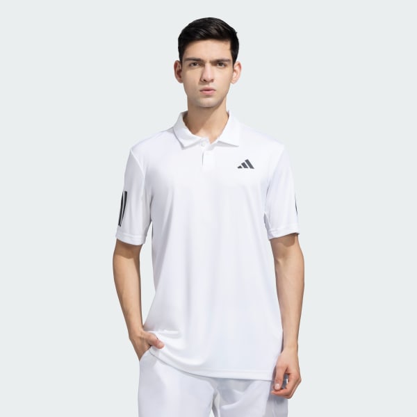 A timeless and versatile Adidas men's polo shirt in crisp white, designed for both casual and sporty elegance