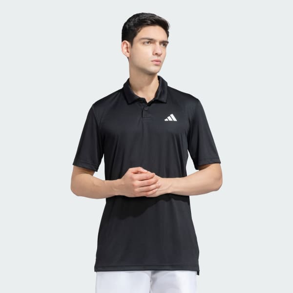 A sleek and timeless Adidas men's polo shirt in classic black, designed for both sporty and casual versatility. Made from breathable, moisture-wicking fabric, this short-sleeve polo keeps you cool and comfortable throughout the day