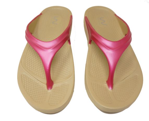 Doubleu Slipper displayed from various angles, featuring adjustable straps, cushioned footbed, and stylish design