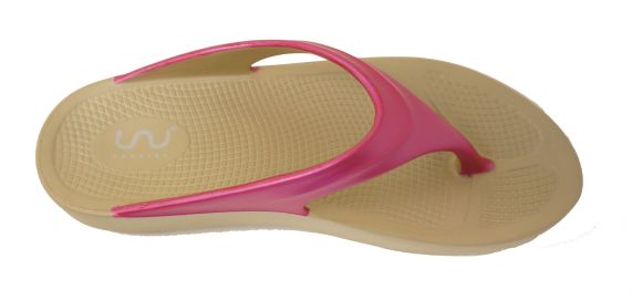 Doubleu Lite Women Light Weight Beige + Fuchsia Slipper - 1504