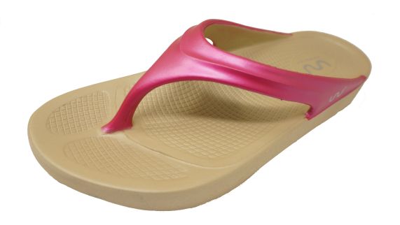 Doubleu Lite Women Light Weight Beige + Fuchsia Slipper - 1504