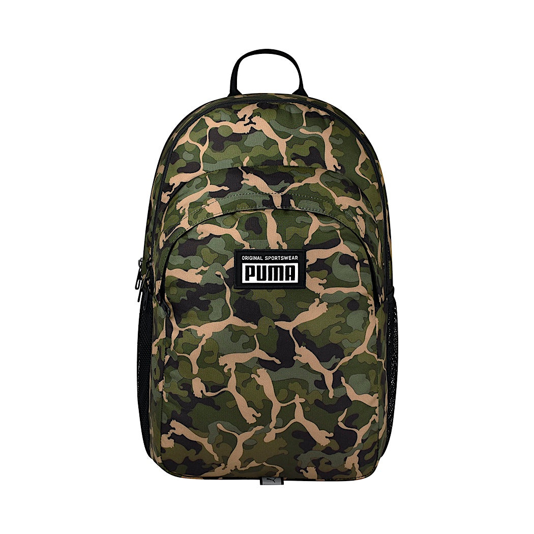 Front view of PUMA Unisex Backpack, showcasing the spacious main compartment, adjustable straps, padded back panel, and iconic PUMA logo, designed for everyday use and comfort.