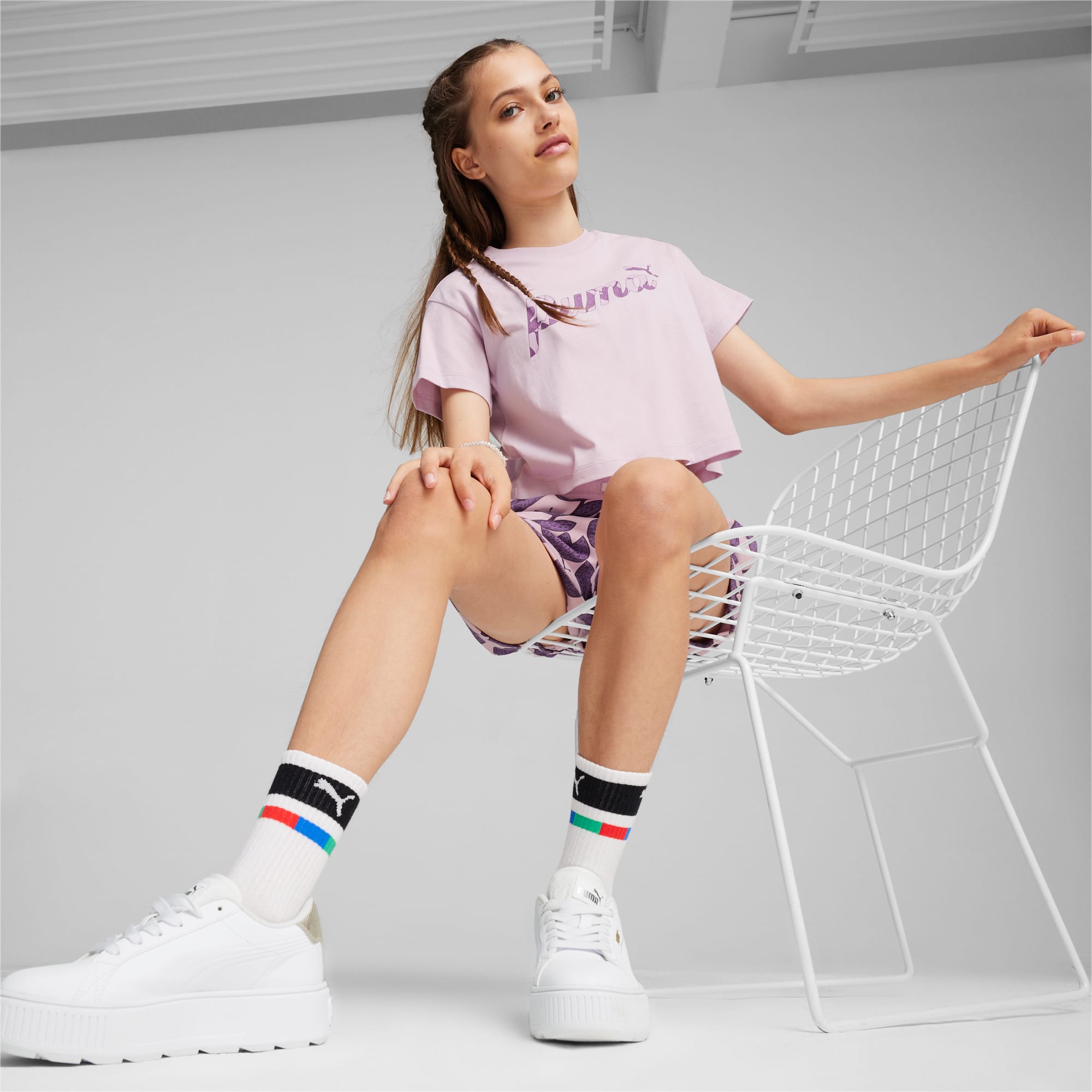 Puma ESS+ BLOSSOM AOP Tee Grape Mist Women's T-Shirts