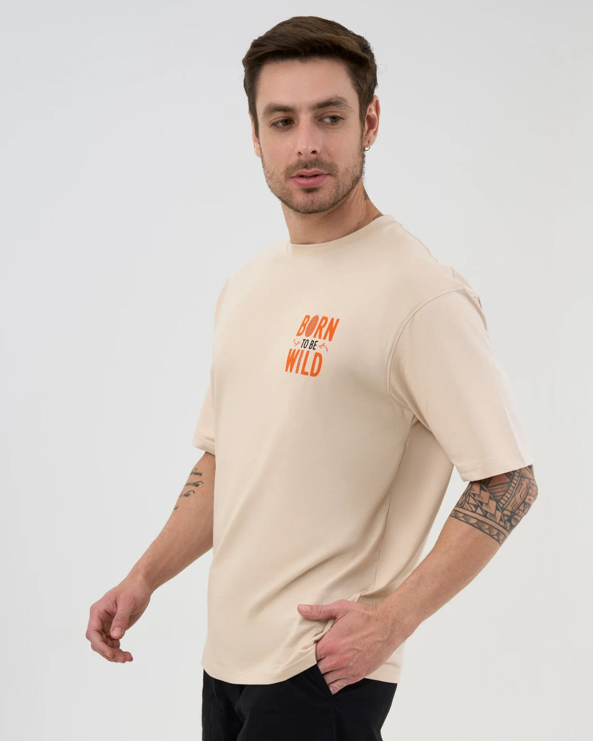 DCYPHR DISCOVERY Men's  Born To Be Wild Graphic Tee-Ivory Mist
