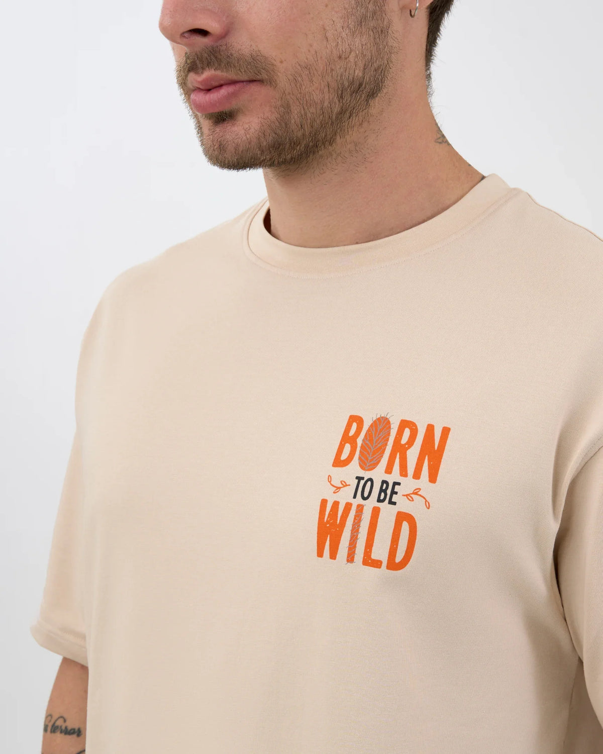 DCYPHR DISCOVERY Men's  Born To Be Wild Graphic Tee-Ivory Mist