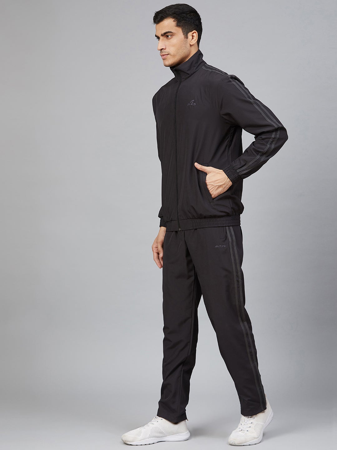 Alcis Men Solid Black Track Suit