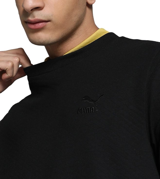 Puma CLASSICS Textured Crew Sweat PUMA Black Men's Sweatshirt-62920401