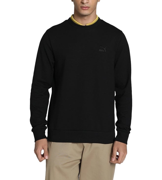 Puma CLASSICS Textured Crew Sweat PUMA Black Men's Sweatshirt-62920401