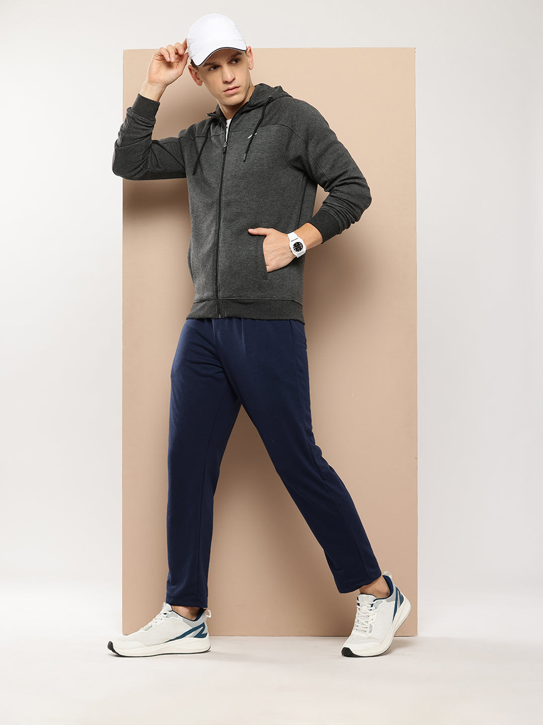 The image shows a front view of the ALCIS Solid Men’s Jacket, focusing on its clean solid color design, zip-up closure, and tailored fit, ideal for active or casual settings