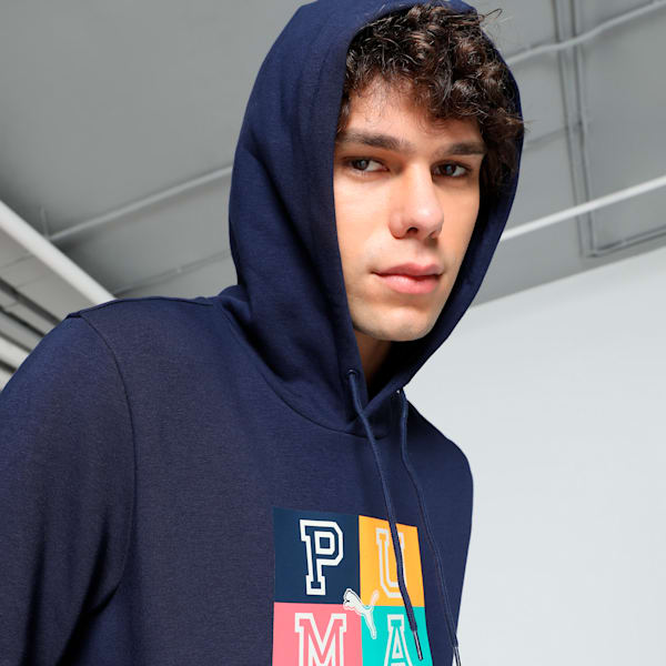 Puma ESS Graphic Hoodie FL PUMA Navy Men's Hoodie-68744106