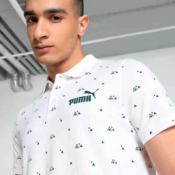 Puma ESS+ AOP Polo PUMA White Men's Polo T-Shirts