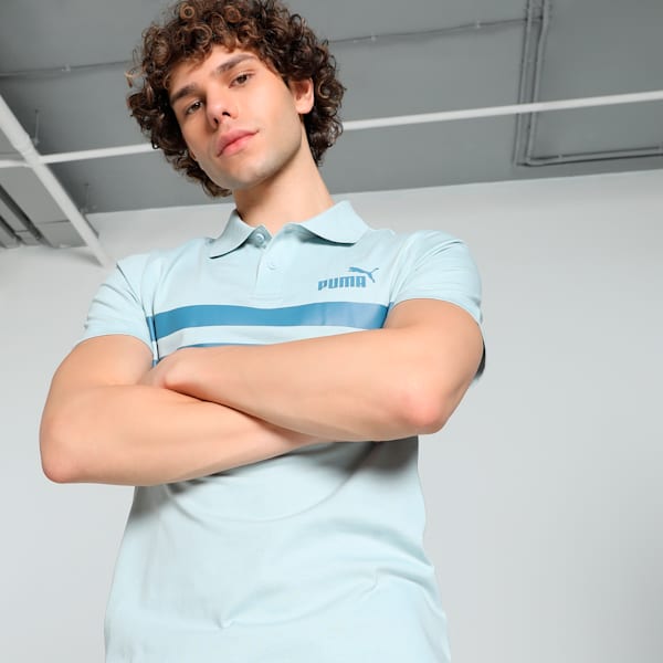 Front view of PUMA Men's Polo, showcasing the classic design, breathable fabric, and signature PUMA branding for a stylish and casual look.