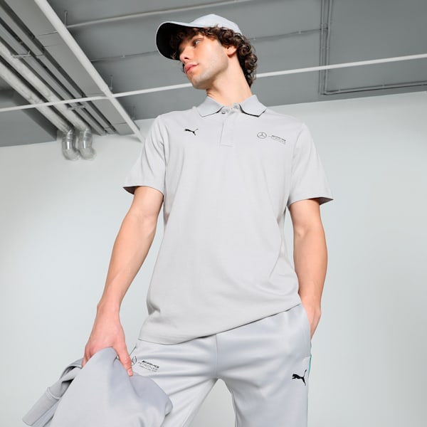 Front view of PUMA Men's Polo, showcasing the classic design, breathable fabric, and signature PUMA branding for a stylish and casual look.