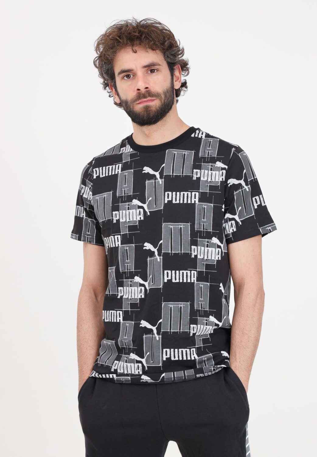 Front view of PUMA Men's Crew, showcasing its relaxed fit, modern design, and iconic logo for a casual and stylish look.