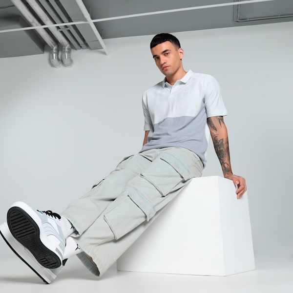 PumaxONE8 Premium Colorblock Polo Silver Men's Polo T-Shirts