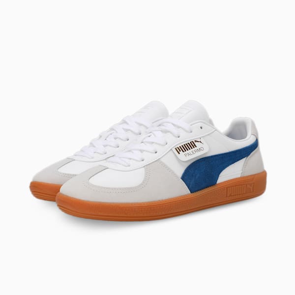 Puma Palermo Lth PUMA White-Vapor Gray-Clyde Men's Lifestyle Shoes-39646406