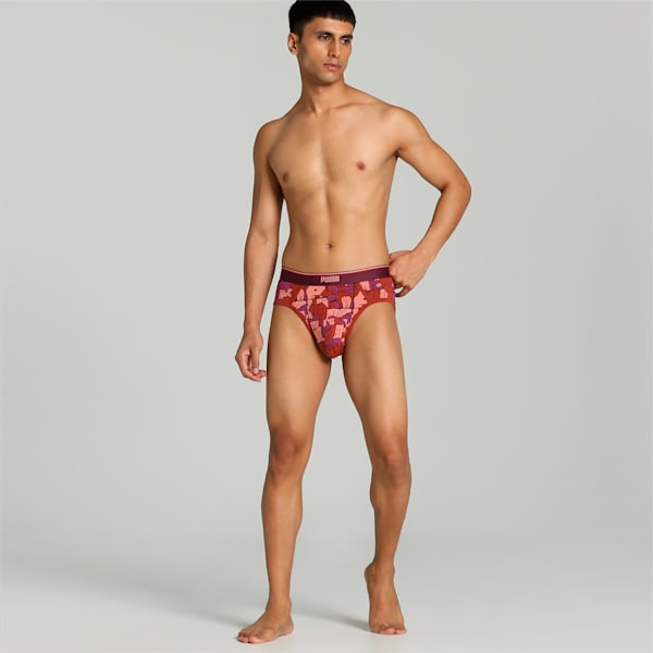 Puma Stretch Brief AOP WB 2-Pk 2 Grape Wine-C Men's Brief-67648401