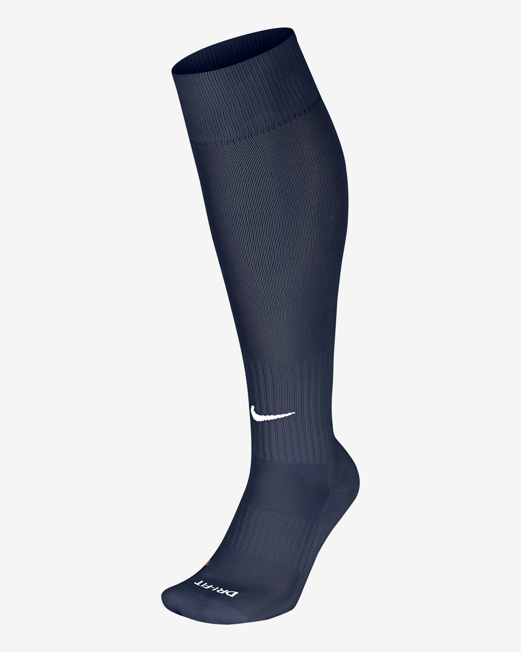 Close-up of the NIKE Classic Football Dri-FIT SMLX Men’s Socks in red, featuring ribbed texture and cushioned zones for enhanced comfort and stability.