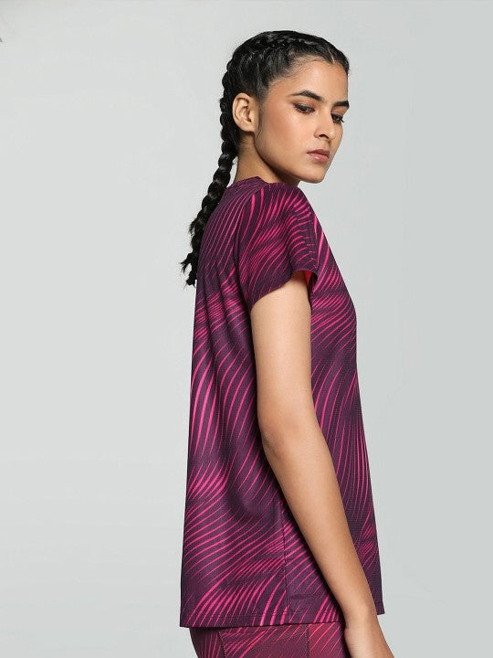 Puma RUN FAVORITE AOP TEE W Midnight Plum Women's T-Shirt-52712544