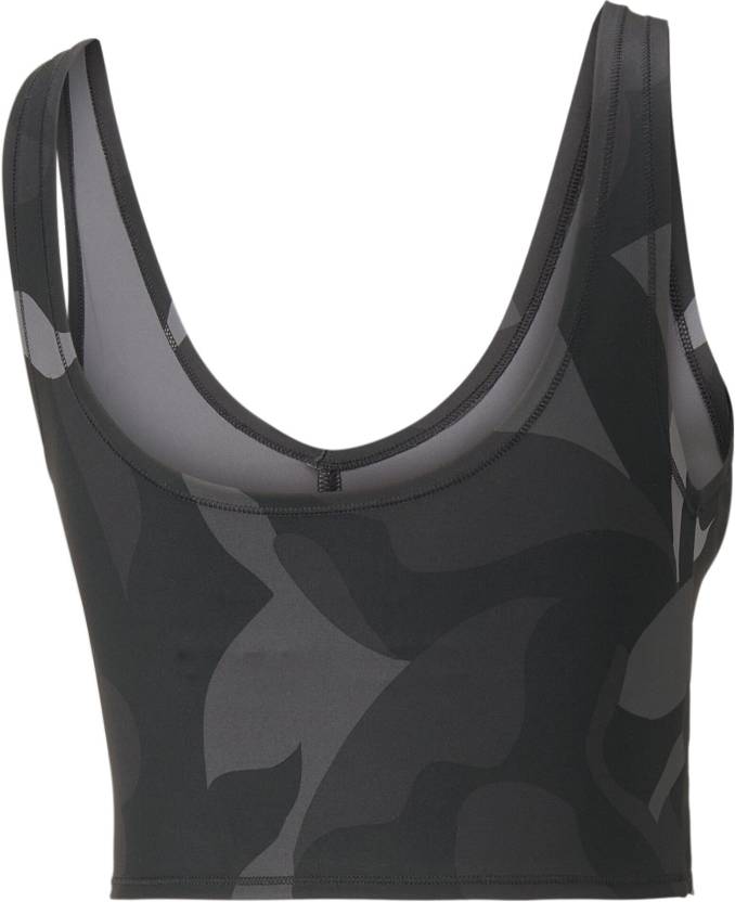 Puma STUDIO AOP CROP TOP PUMA Black-FLORISTA Women's Top-52314551