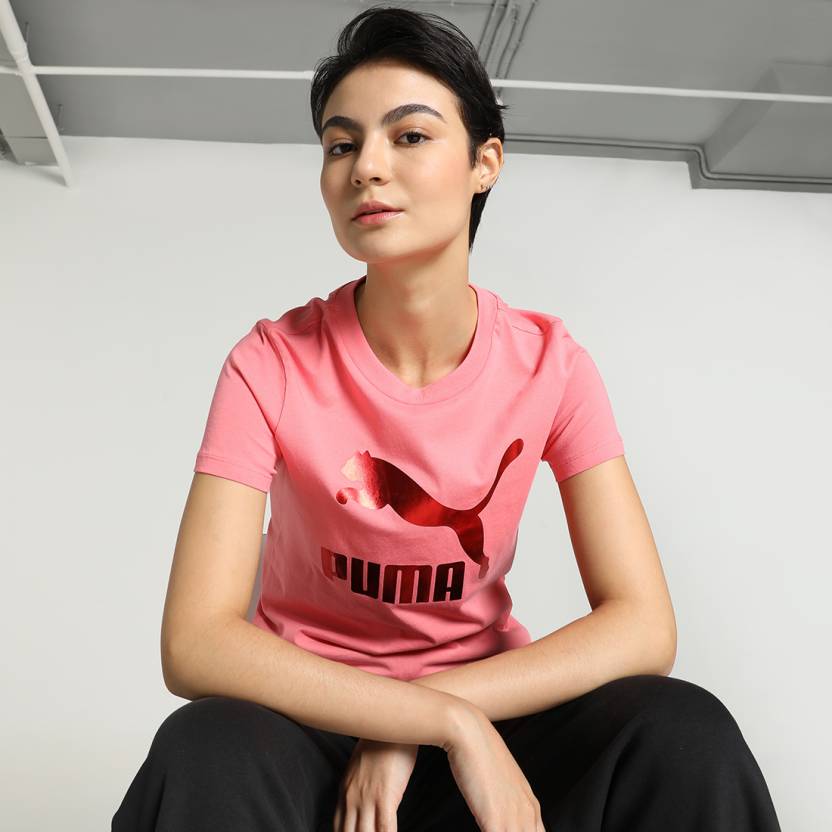 Front view of PUMA Women's Crew, showcasing the relaxed fit, soft fabric, and signature PUMA logo for a stylish and comfortable casual look.